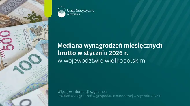 Slider Mediana wynagrodzeń miesięcznych brutto w województwie wielkopolskim w styczniu 2026 r.